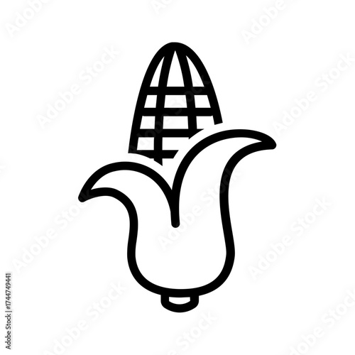 Vector black line icon for Corn