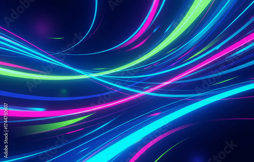 Abstract neon light trails background design for presentation and wallpaper