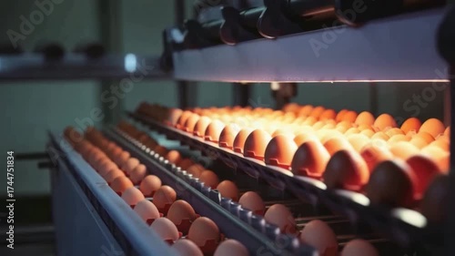 Egg processing factory with conveyor line