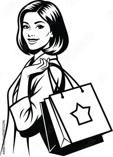 Stylish woman with shopping bags, ready for a day of retail therapy and fun.