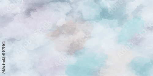 Abstract bright blue sky background with fluffy white clouds and atmospheric light