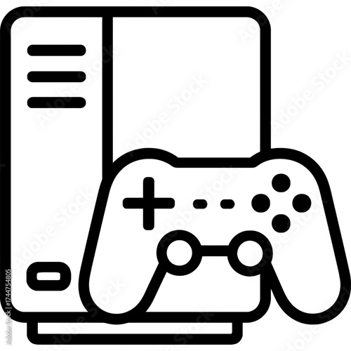 Game console outline icon vector