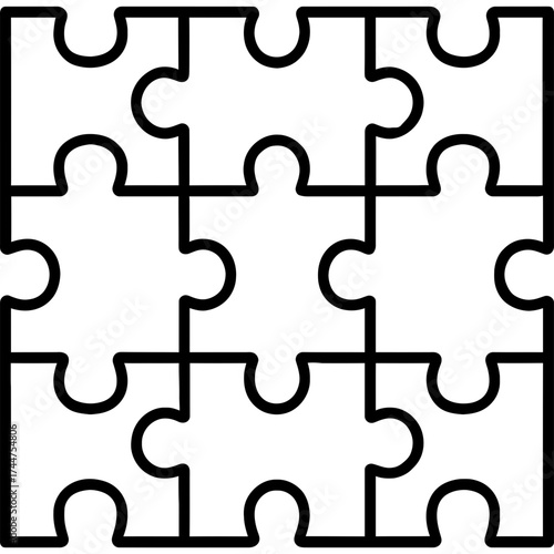 Tessellation puzzle tiles outline icon vector