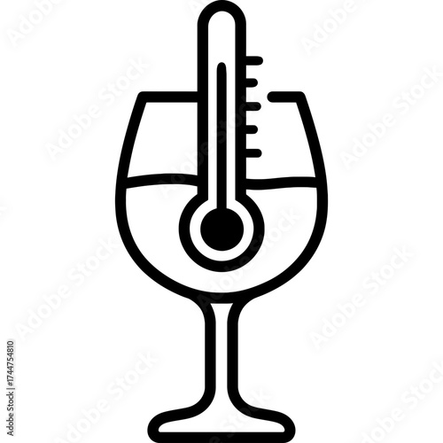 Black and white outline icon of a wine thermometer vector