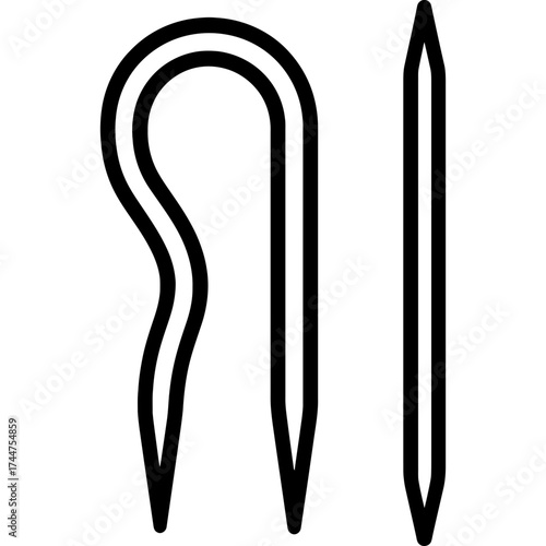 Cable needles outline icon vector