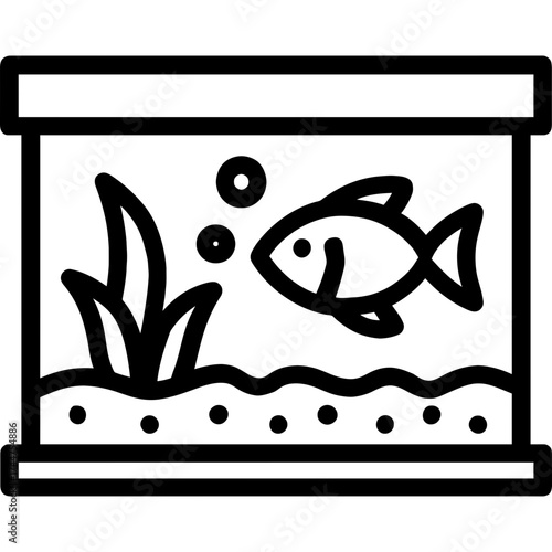 Fish tank aquarium outline icon vector