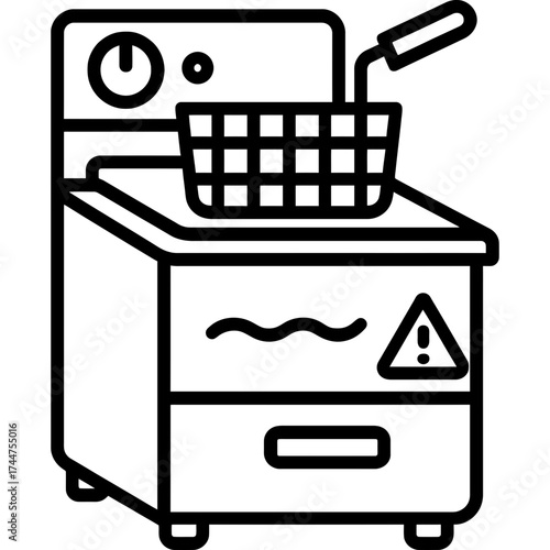 Commercial deep fryer outline icon vector