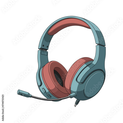 Modern Gaming Headset with Boom Microphone on White Background