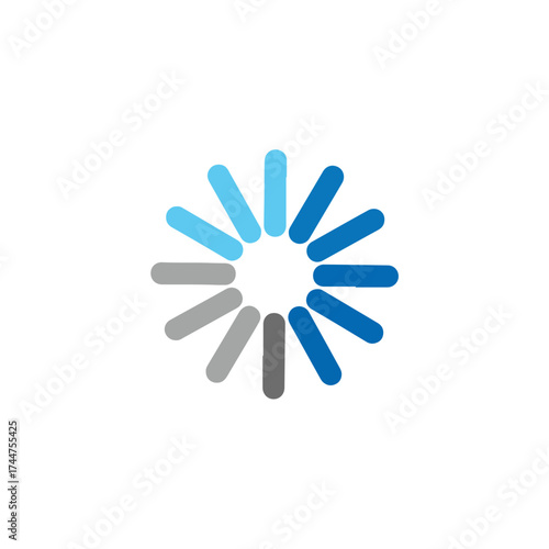 Modern Loading Spinner Icon with Blue and Gray Segments