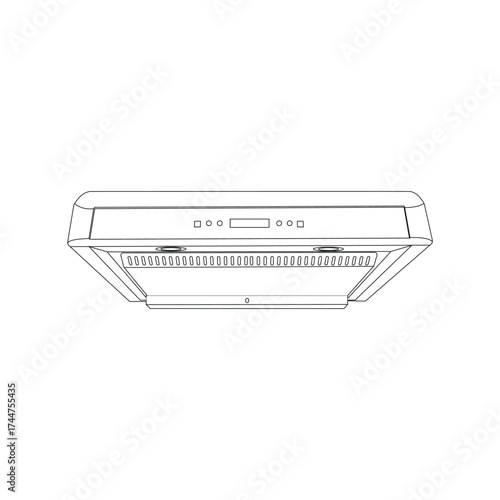 Kitchen Range Hood Under Cabinet Extractor Fan Line Art Vector
