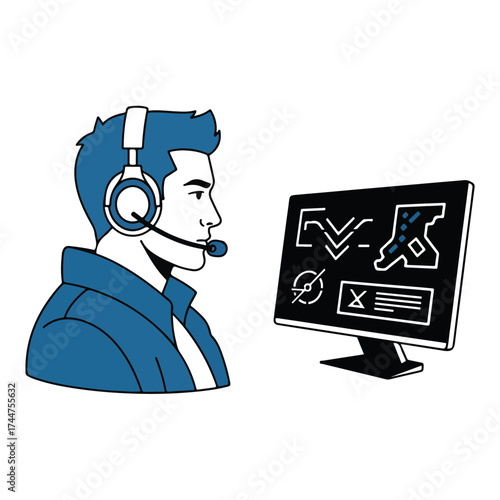 Technical Support Professional with Headset Monitoring System