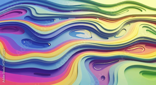3D Liquid Wave Cut Abstract Background
