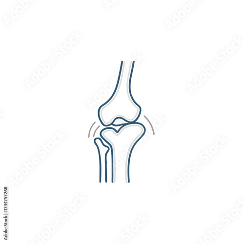 Bone joint.Human Knee Bone Joint Line Icon. Bone Joint Outline Icon. Orthopedic Health. Anatomy Leg Skeleton Linear Pictogram. Arthritis, Osteoporosis Illness vector image.

