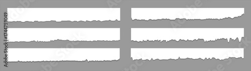 Set of torn paper strips for design, torn edge for messages and torn notes