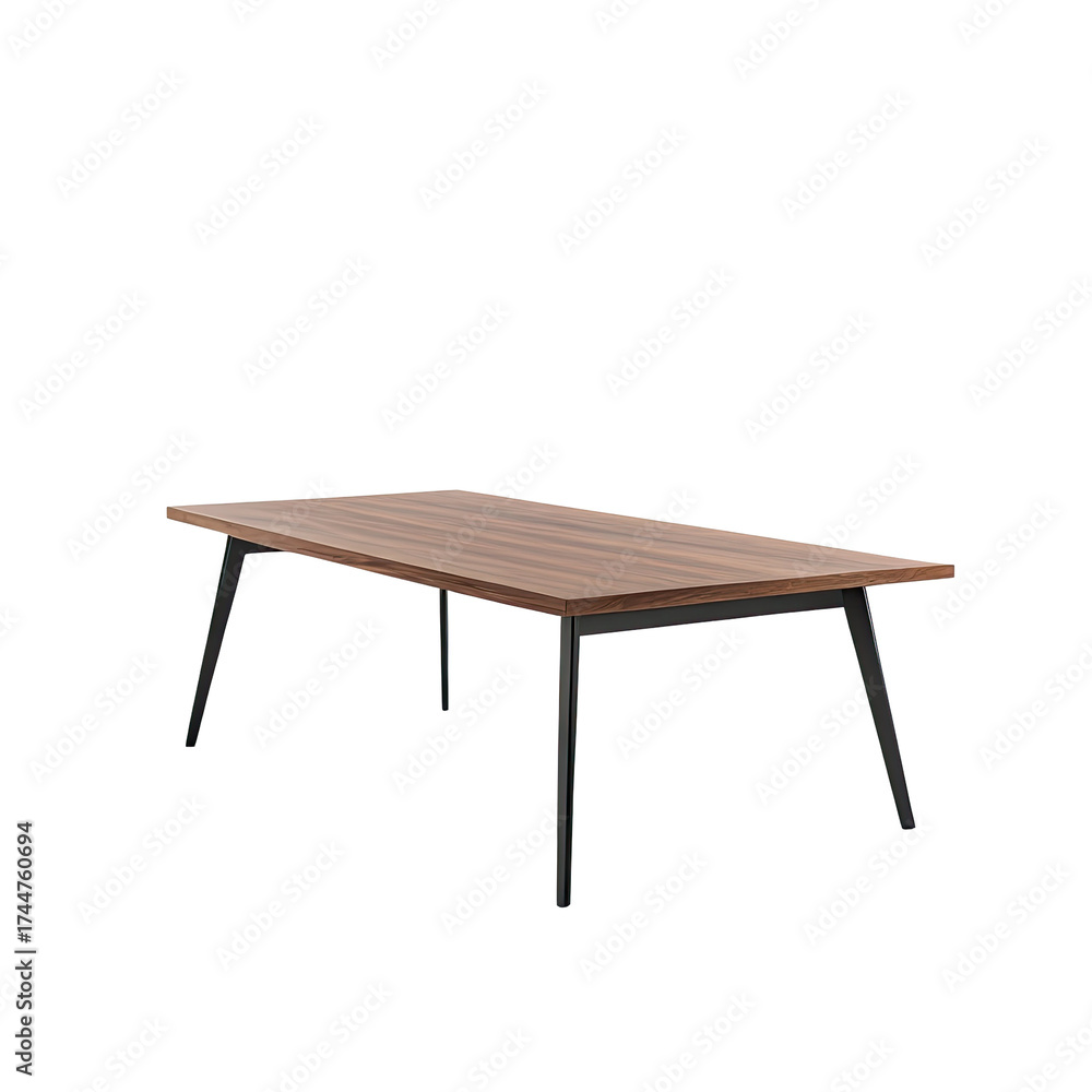 Fototapeta premium Modern coffee table with a wooden top and black metal legs