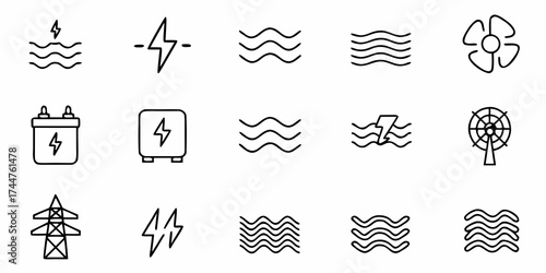 Explore renewable energy icons perfect for sustainable initiatives and green tech companies, showcasing power generation, energy storage, and eco-friendly solutions