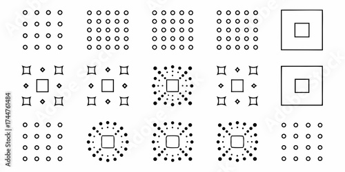 Dynamic geometric patterns showcase visual transformations, ideal for design elements and creative projects, originally a scalable vector graphic