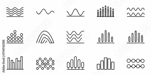 Dynamic data visualization icons and charts representing growth, trends, and information flow, perfect for modern business and technology presentations