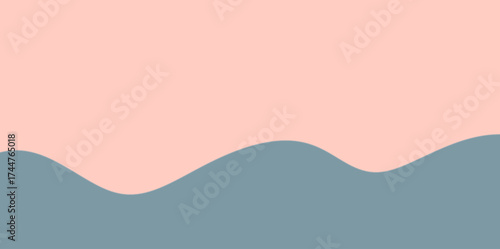 Serene Minimal Wavy Abstract Background. Muted abstract background with smooth, subtle waves separating soft pink and dusty blue areas.