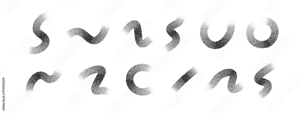 Naklejka premium Abstract grain brush strokes and lines. Minimal textured elements for modern design, posters, backgrounds, web and creative projects. Isolated vector decoration set