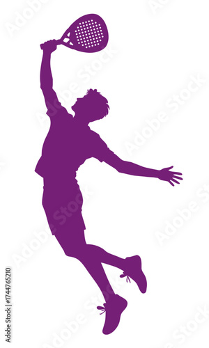 Padel Tennis. Silhouette of a man paddle tennis player. Padel. Pop Tennis.