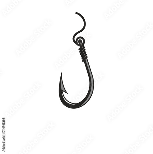 Fishing hook logo vector icon illustration design.Hook vector web icon isolated on white background, simple line illustration.

