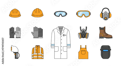 Collection of industrial safety equipment and personal protective gear.