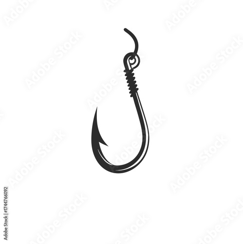 Fishing hook logo vector icon illustration design.Hook vector web icon isolated on white background, simple line illustration.

