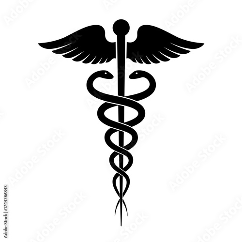 caduceus medical symbol on white background
