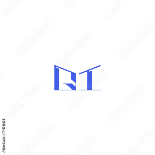 monogram initial logo design square concept abstract QI techno geometric style letter