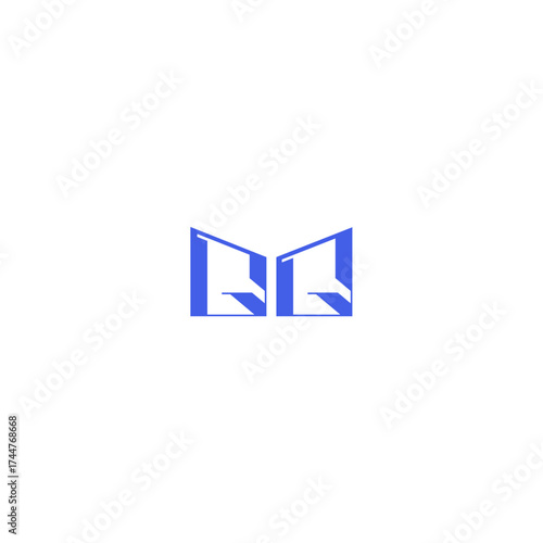 monogram initial logo design square concept abstract QQ techno geometric style letter