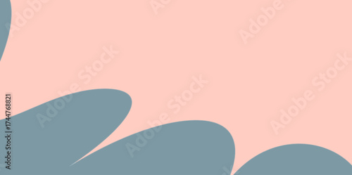 Spreading Abstract Organic Shapes Background. Abstract background with large, spreading, rounded shapes growing from the bottom dusty blue area.