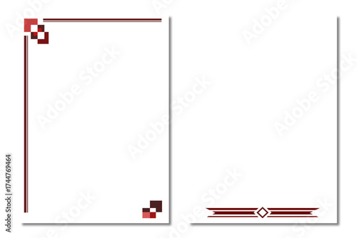 Set of two simple geometric page borders with red and brown accents.