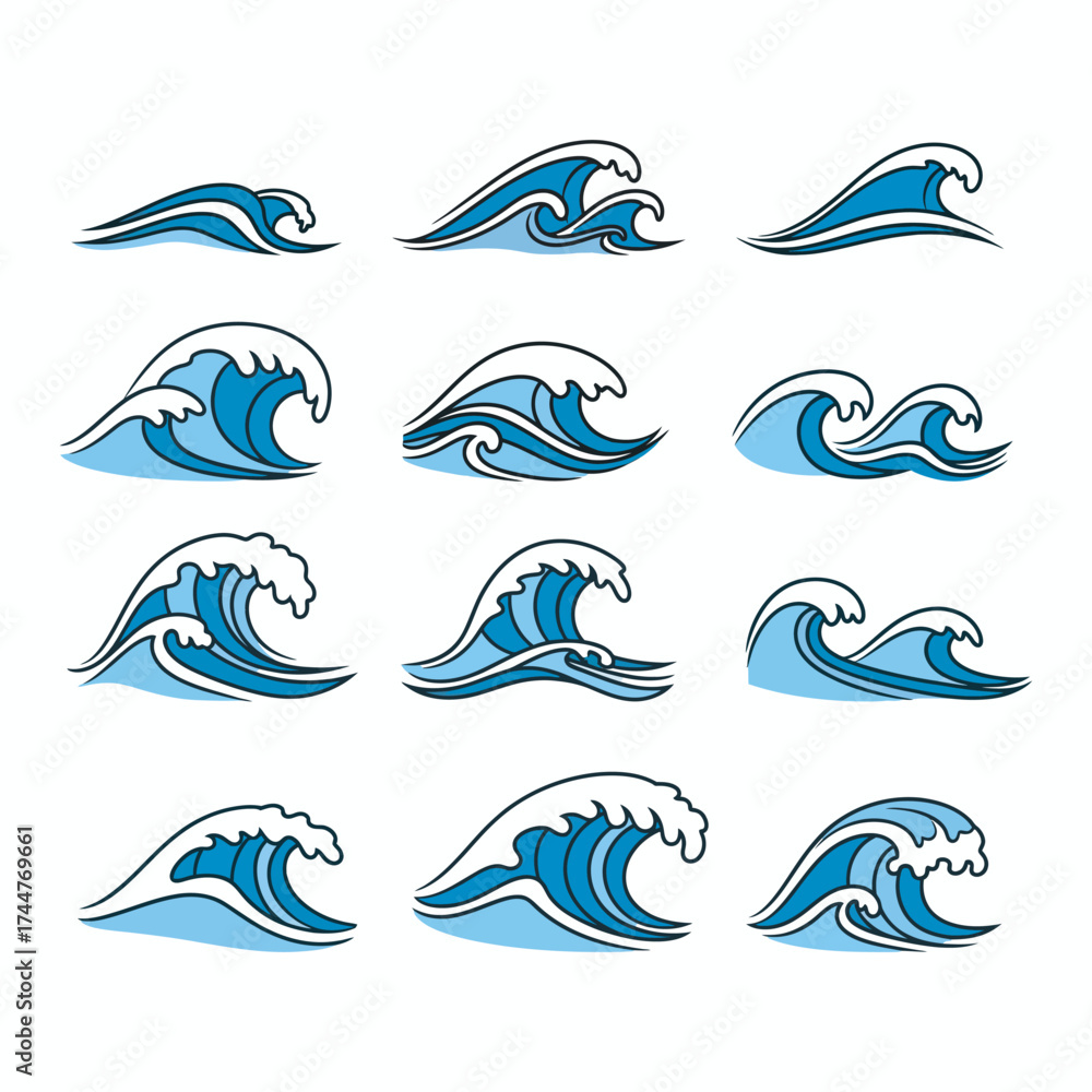 Fototapeta premium set pack vector design minimalist style waves