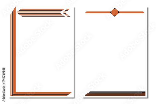 Set of two elegant brown and orange page border templates.