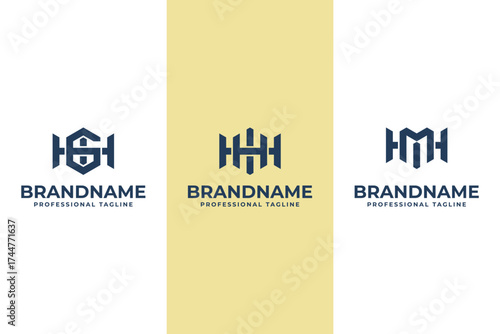 Letters HGI HHI HMI Hexagon Logo, for IGH GHI IHH HIH IMH MHI initials
