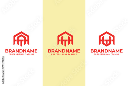 Letters AAT AHT AUT Hexagon Logo, for TAA ATA THA HTA TUA UTA initials