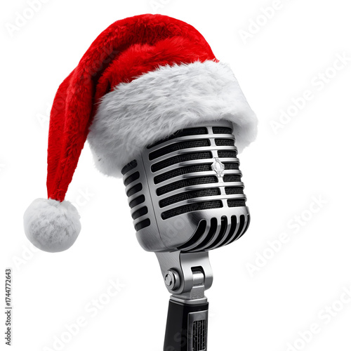 Microphone with Santa hat