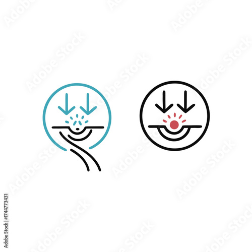Reduce inflammation and soreness. Reducing inflammation line icon. Vector image. Simple line icon inside a circle. Soreness. Alleviation. Health regarding icon.

