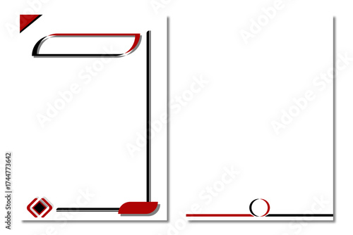 Modern Red and Black Geometric Frames for Corporate Documents.
