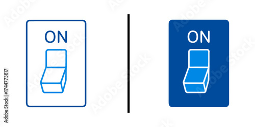 Electricity Switch: A graphic illustrating the concept of turning power 'on' in two distinct visual representations. The image features a blue and white design, with a central switch.