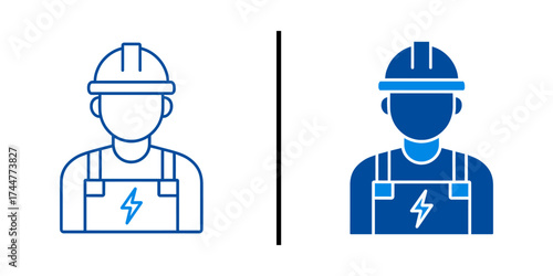 Electrician Icon: A visual representation of an electrician, depicted in a professional and concise style, suitable for illustrating concepts related to electrical work, safety, and trade expertise.
