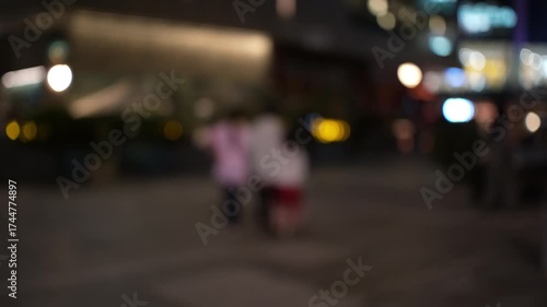 Wallpaper Mural A city street at night with a blurred effect showing people, buildings and lights. Torontodigital.ca