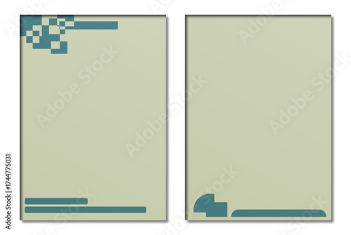 Two vertical olive green rectangles with black borders.
