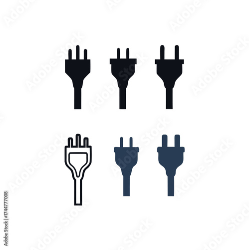 electric plugs on white, vector. Silhouette.

