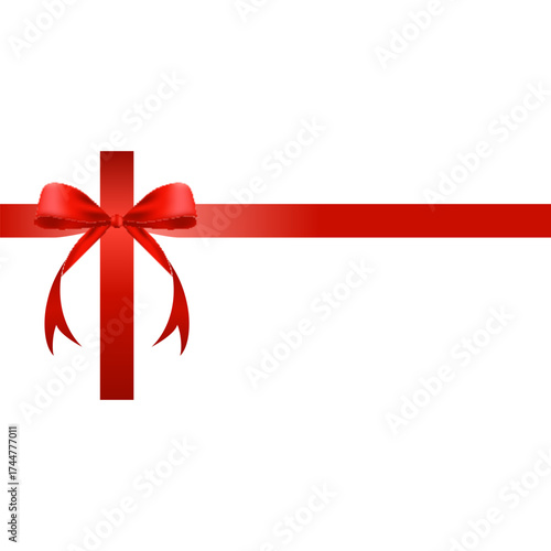 red ribbon bow greeting element