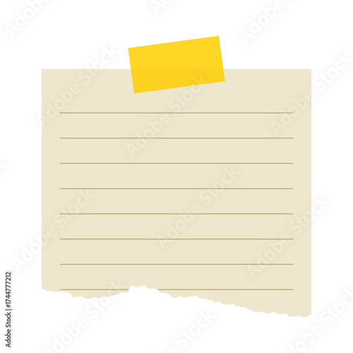 ripped note paper with tape element