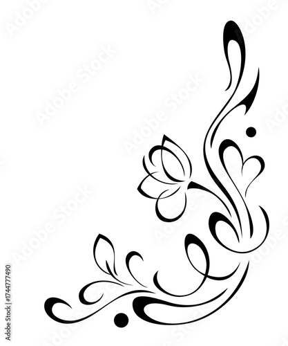 decorative corner design with floral pattern and curls