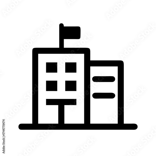 A building with a flag, representing an institution