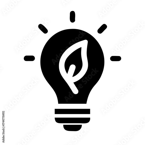 An icon of a light bulb with a leaf